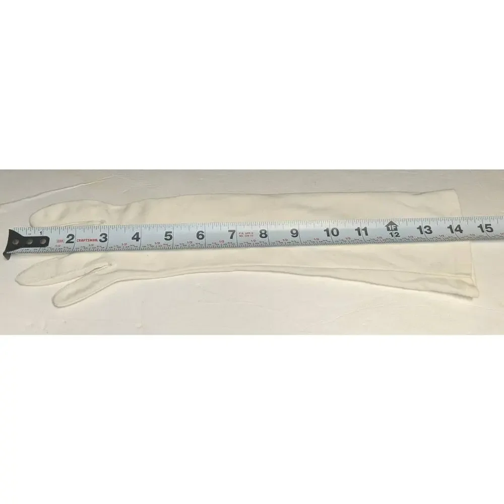 Vintage White Classic Gloves Bracelet Coat Length Formal Forearm Retro